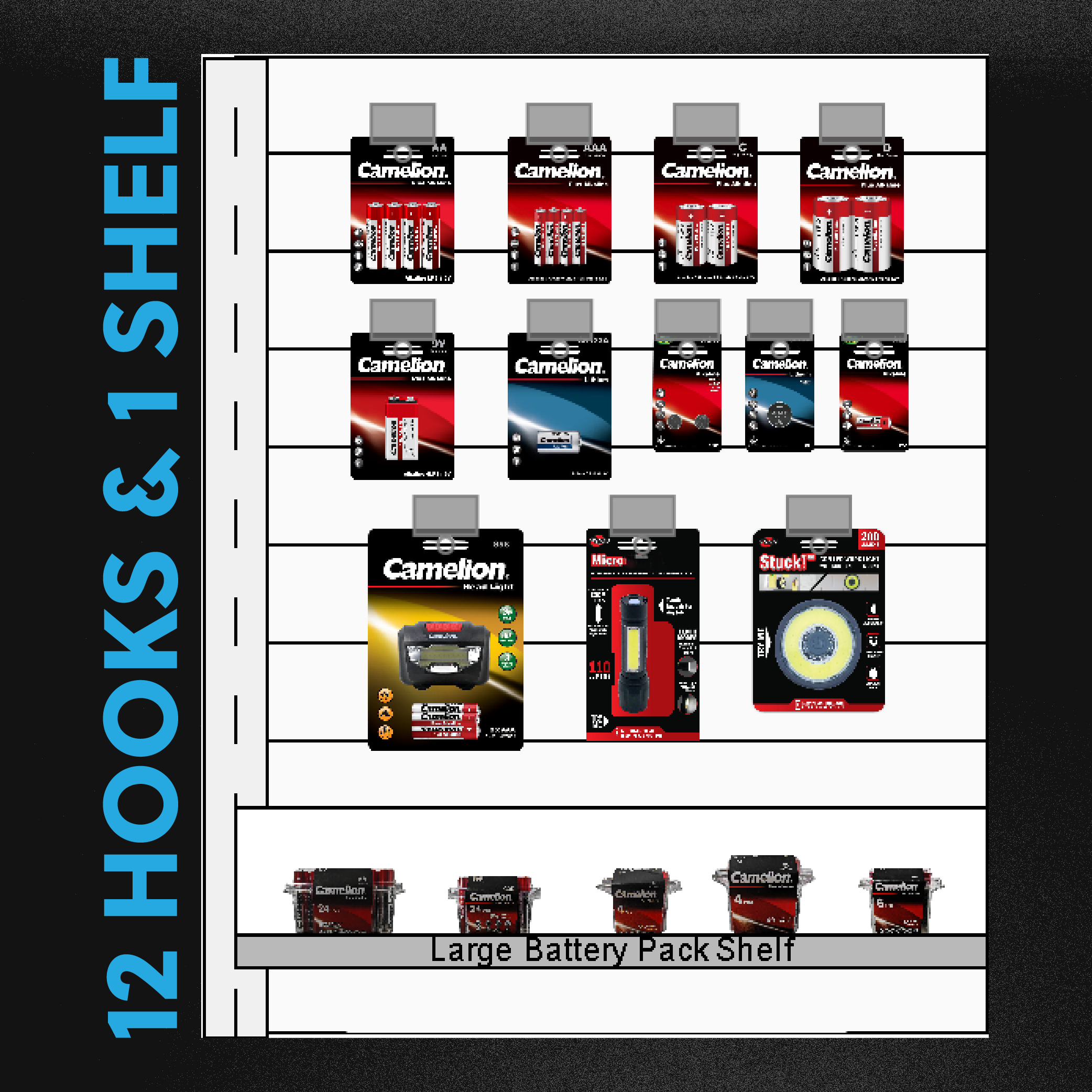 12 SKU Hook + 5 SKU Shelf Small Planogram Kit