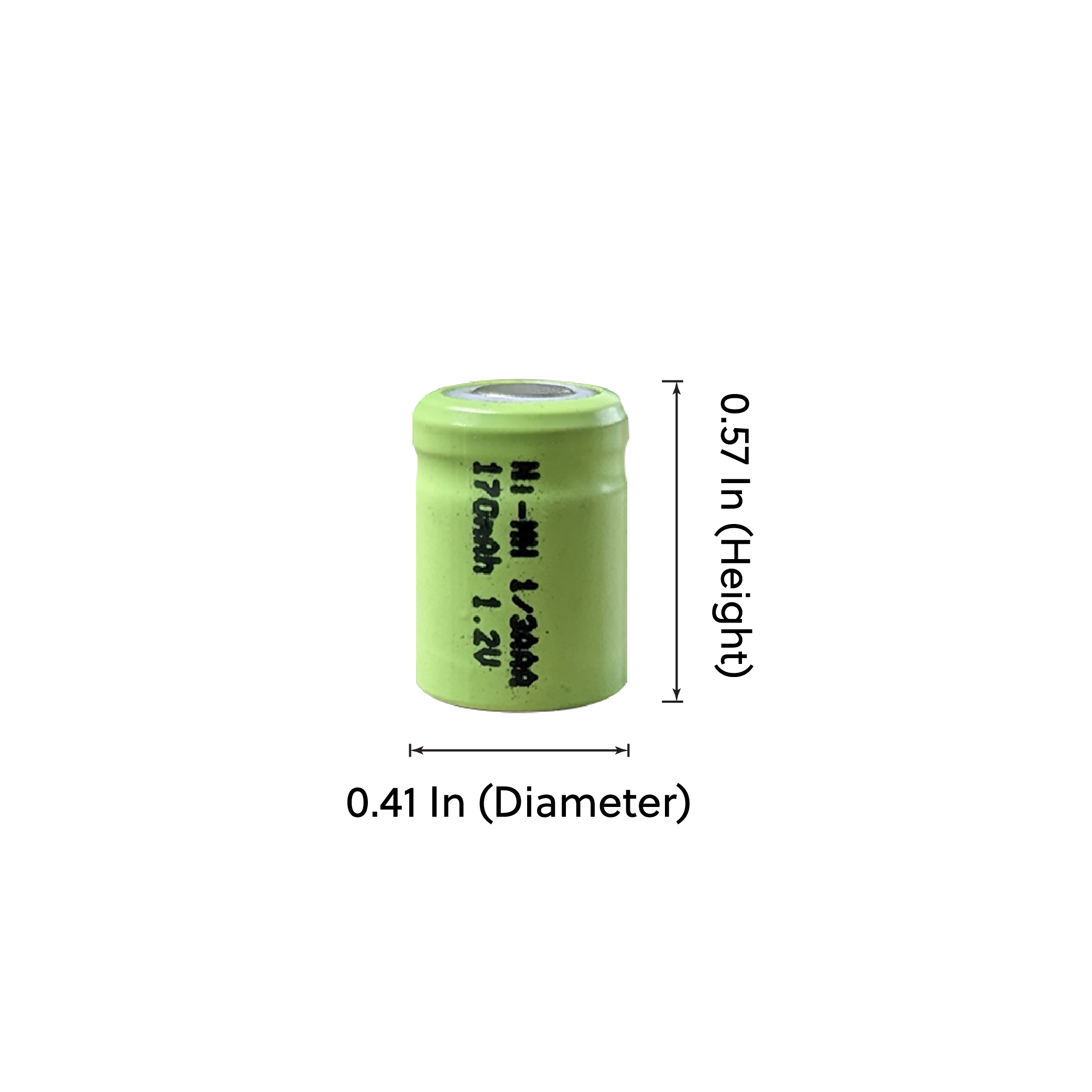 IP Power 1/3AAA Ni-Mh 1.2V 170mAh Rechargeable Flat Top Battery Bulk