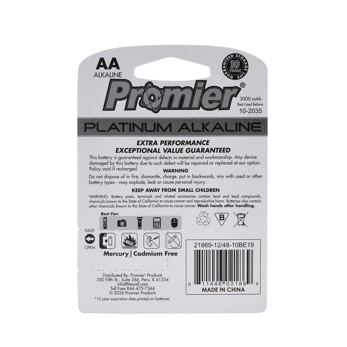 Promier AA Platinum Alkaline Batteries Blister 4pk