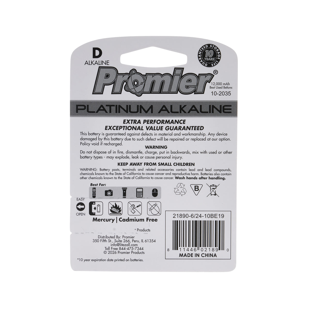 Promier D Platinum Alkaline Batteries Blister 2Pk