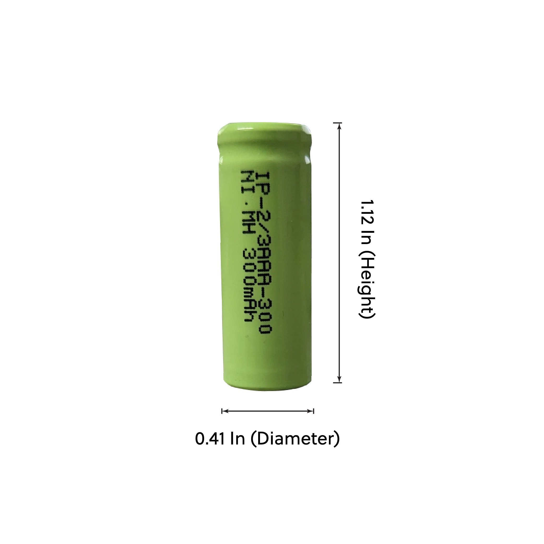 IP Power 2/3AAA Ni-Mh 1.2V 300mAh Rechargeable Flat Top Battery Bulk