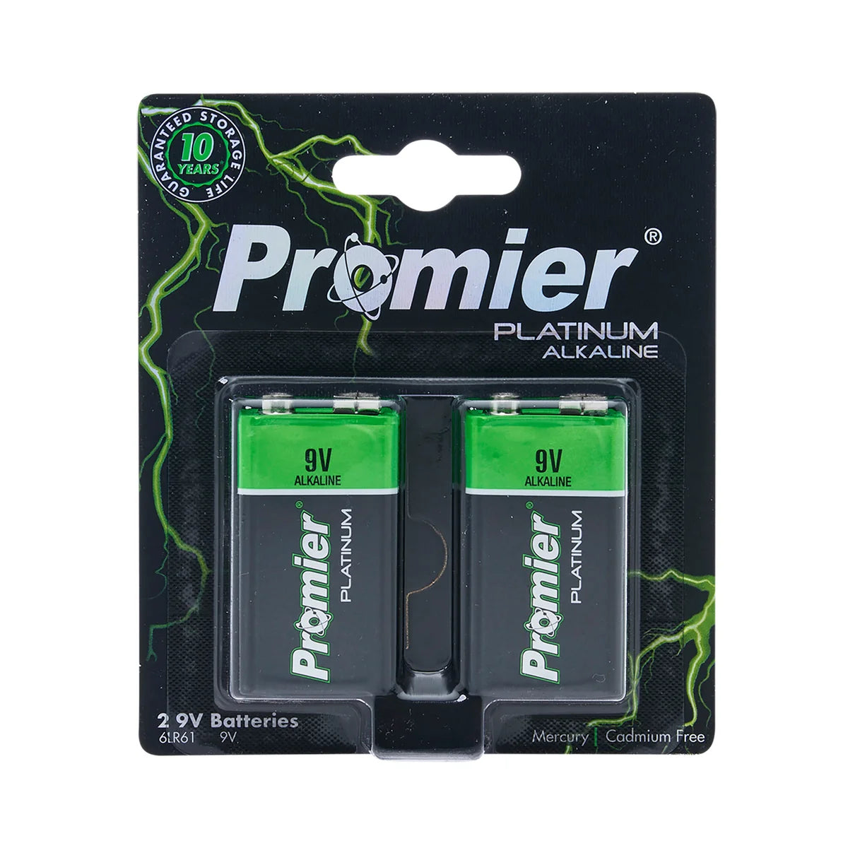 Promier 9V Platinum Alkaline Batteries Blister 2Pk