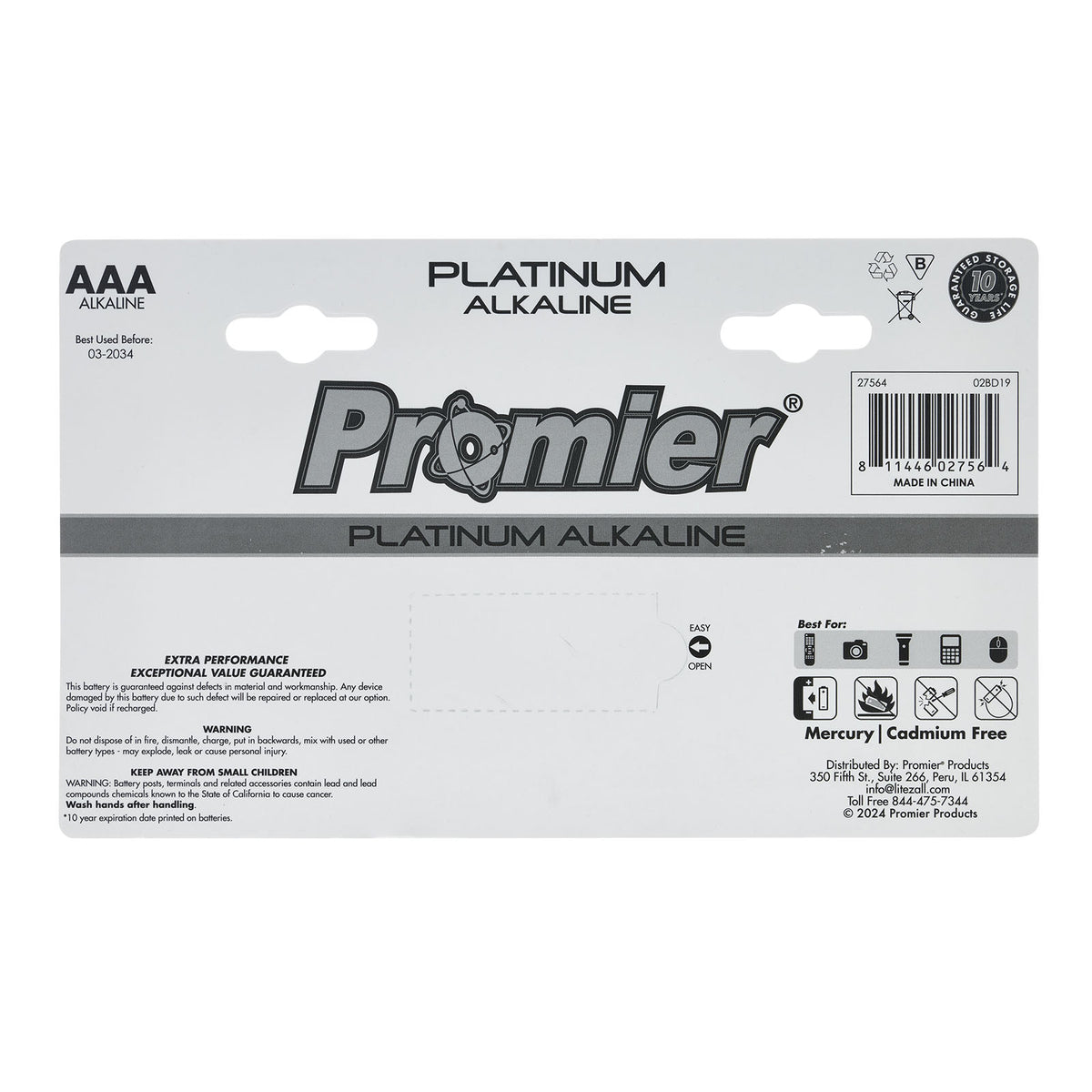 Promier AAA Platinum Alkaline Batteries Blister 24Pk