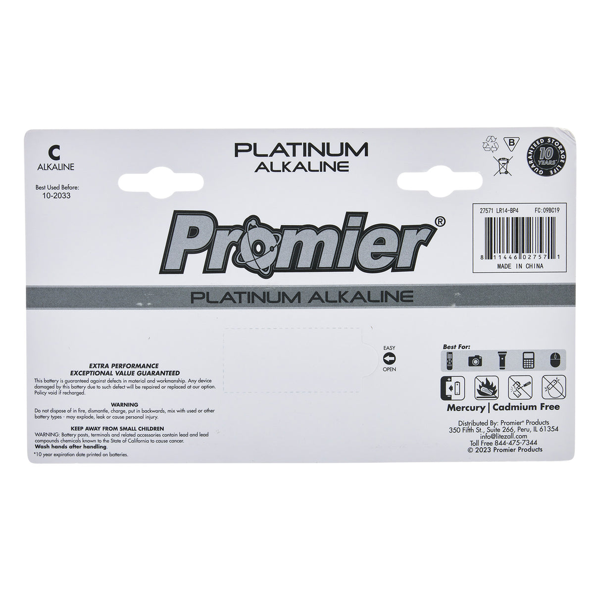 Promier C Platinum Alkaline Batteries Blister 4Pk