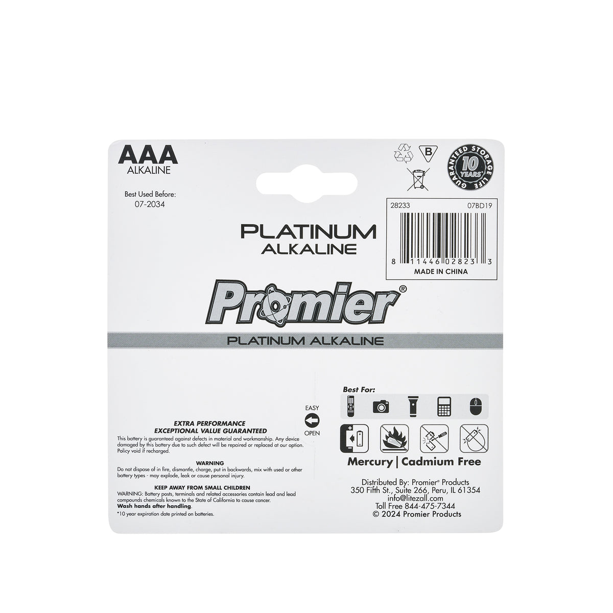 Promier AAA Platinum Alkaline Batteries Blister 12Pk