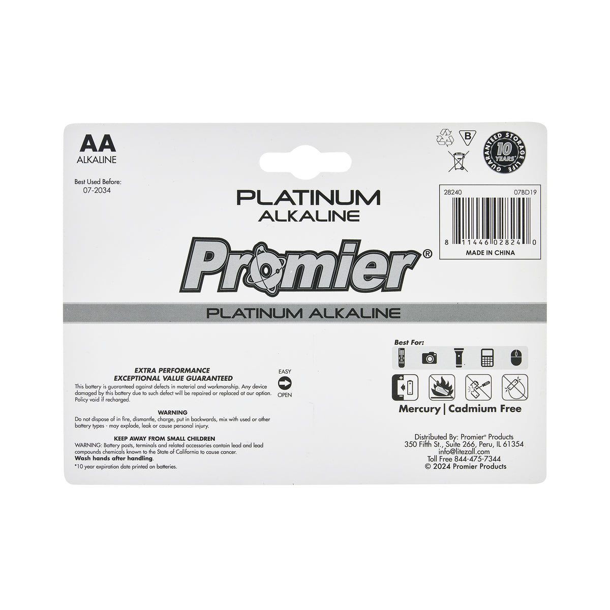 Promier AA Platinum Alkaline Batteries Box 16Pk