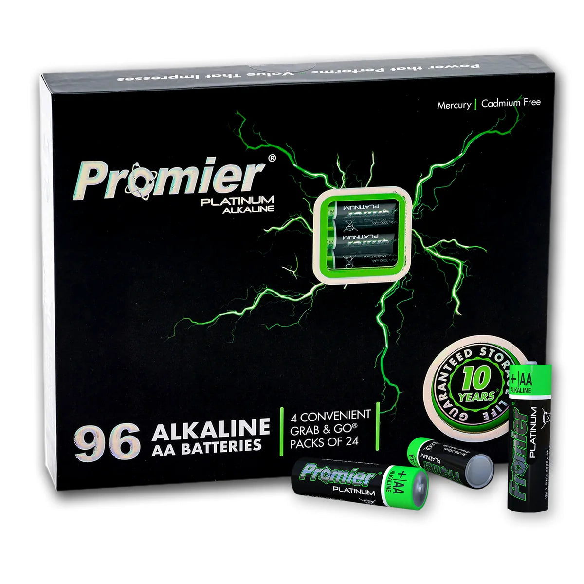 Promier AA Platinum Alkaline Batteries Box 96Pk