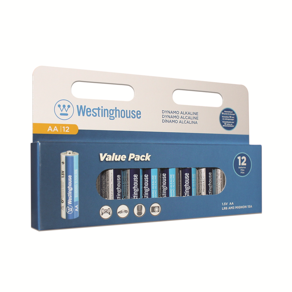 Westinghouse AA Dynamo Alkaline Hangable Cardboard Box of 12