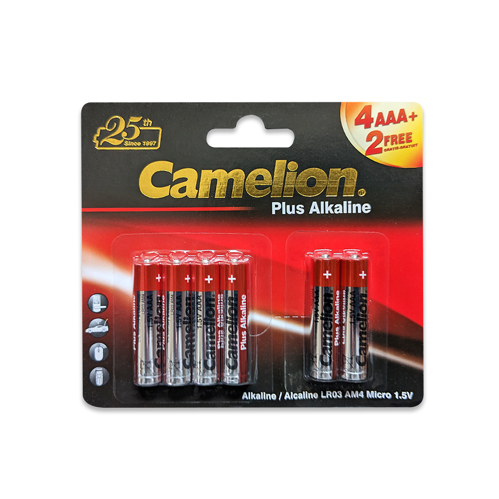 Camelion AAA Plus Alkaline Batteries Blister 4+2Pk