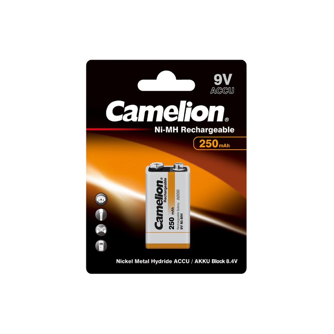 Camelion 9V Ni-Mh 250mAh Rechargeable Battery Blister 1Pk