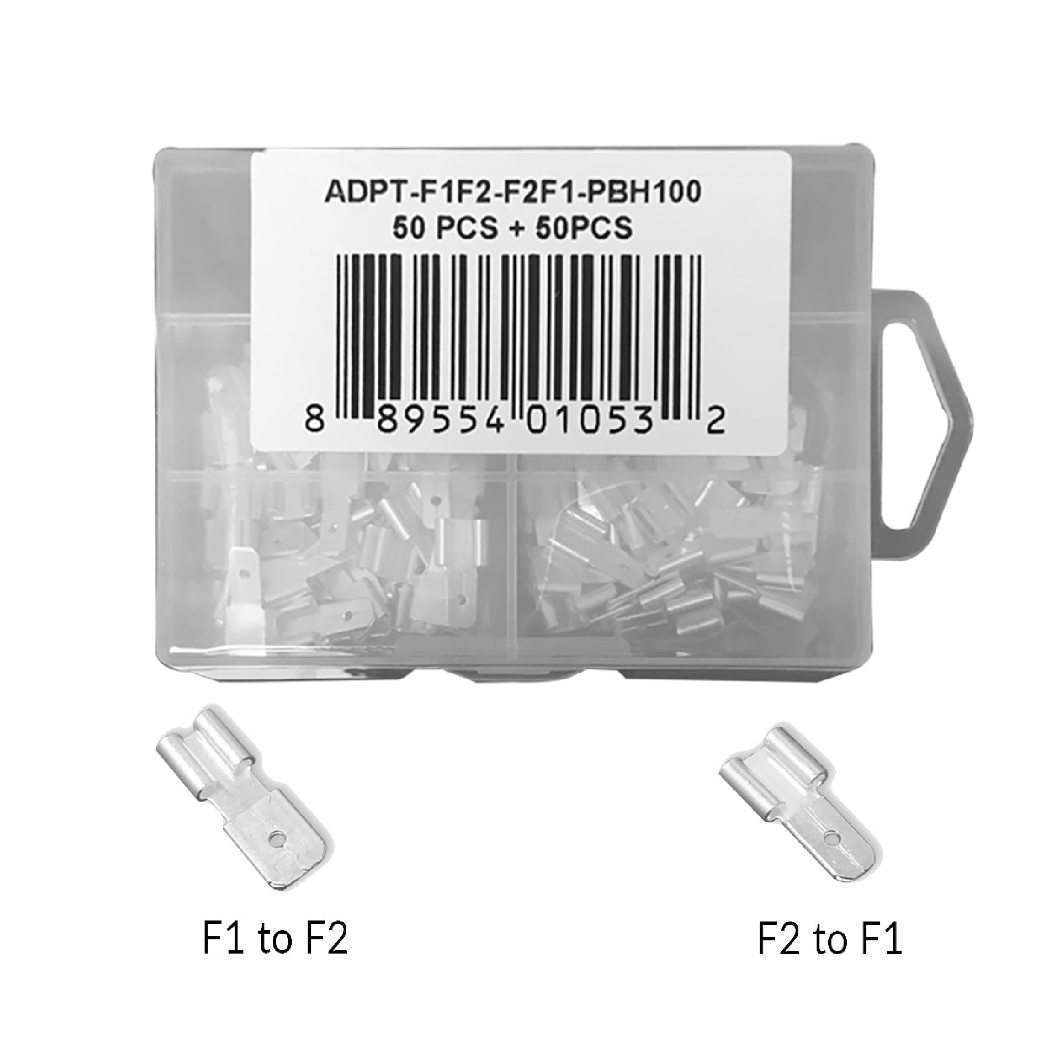 F1 to F2 & F2 to F1 Sealed Lead Acid Terminal Adpapters 100 Count (50 Pcs Each)