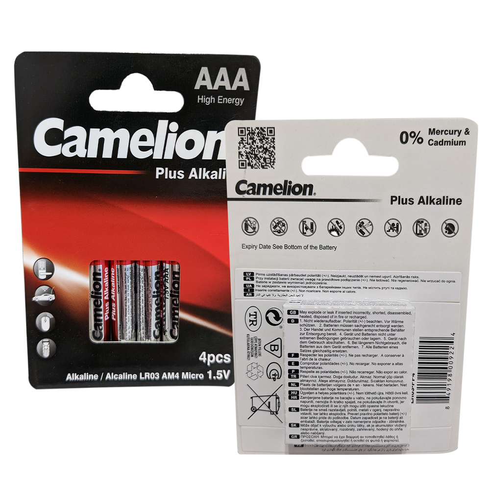 Camelion AAA Plus Alkaline Batteries Eco Blister 4Pk