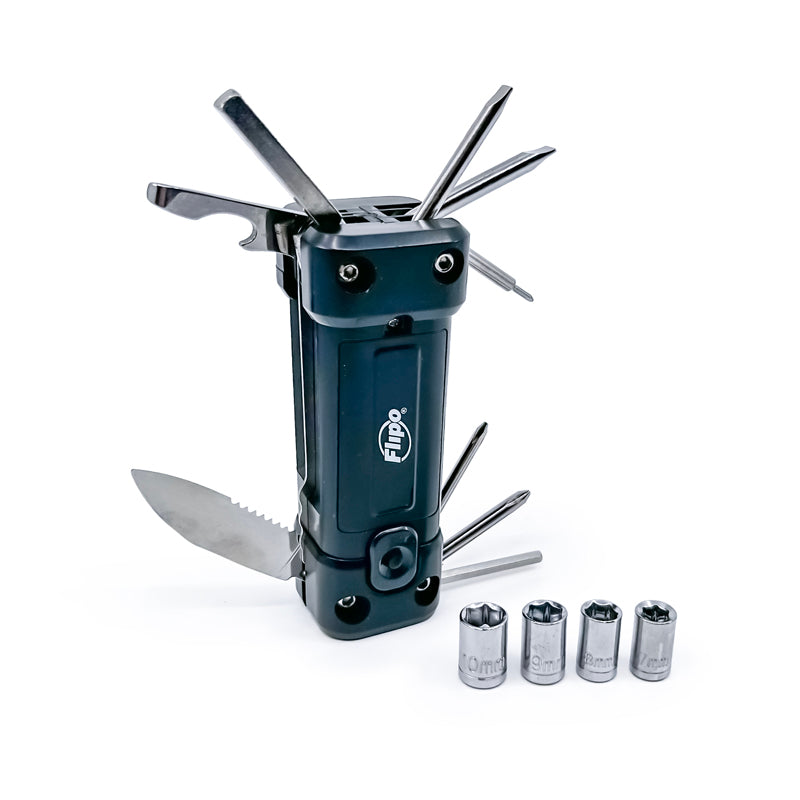 Flipo 16-In-1 Multi-Tool | With LED Flashlight & Laser Pointer