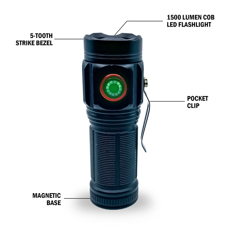 Flipo Tactical 1500 Lumen Rechargeable Mini Flashlight | 8 Pc Display