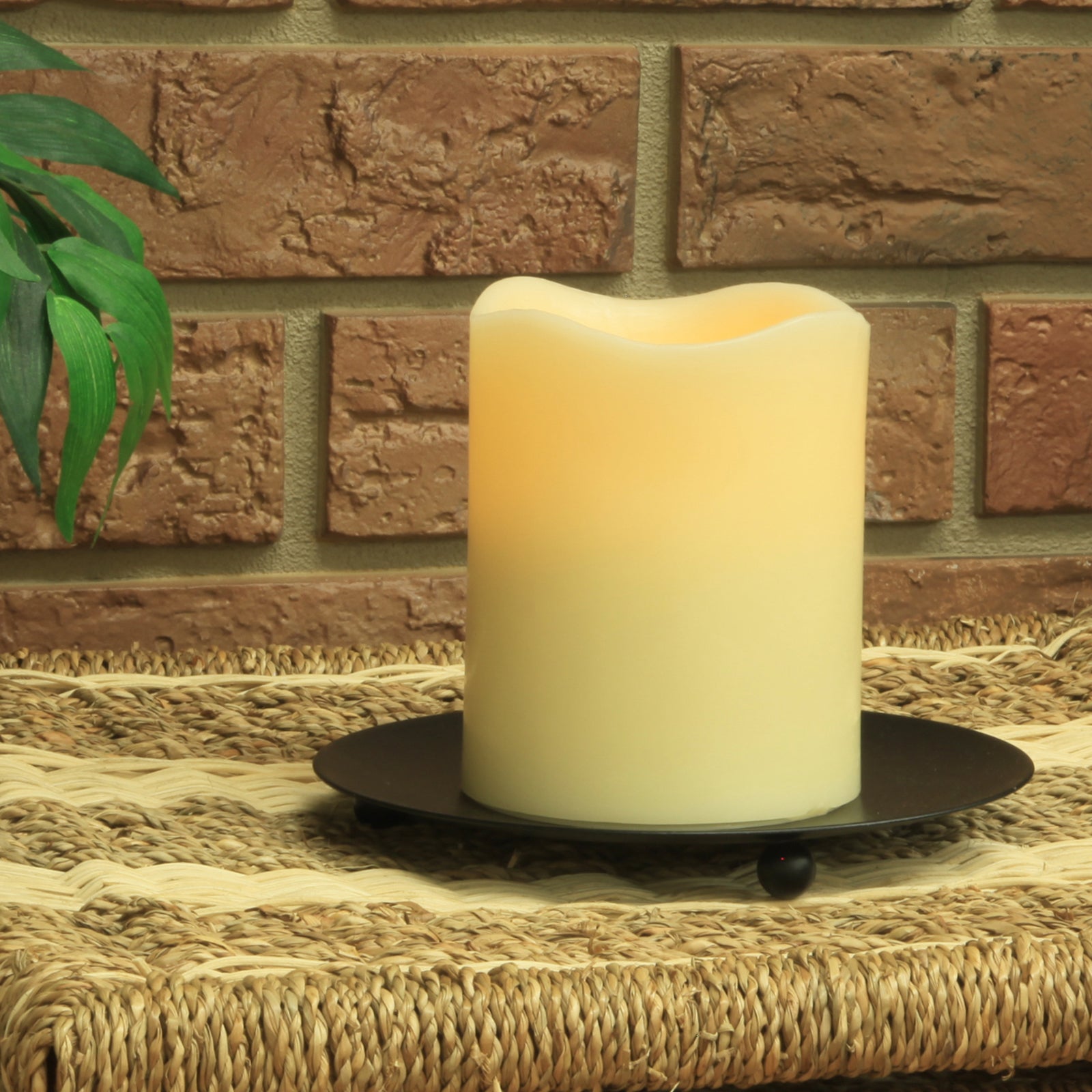 Pacific Accents Resin Flameless 3 x 3.75 Pillar Candle With Melted Top