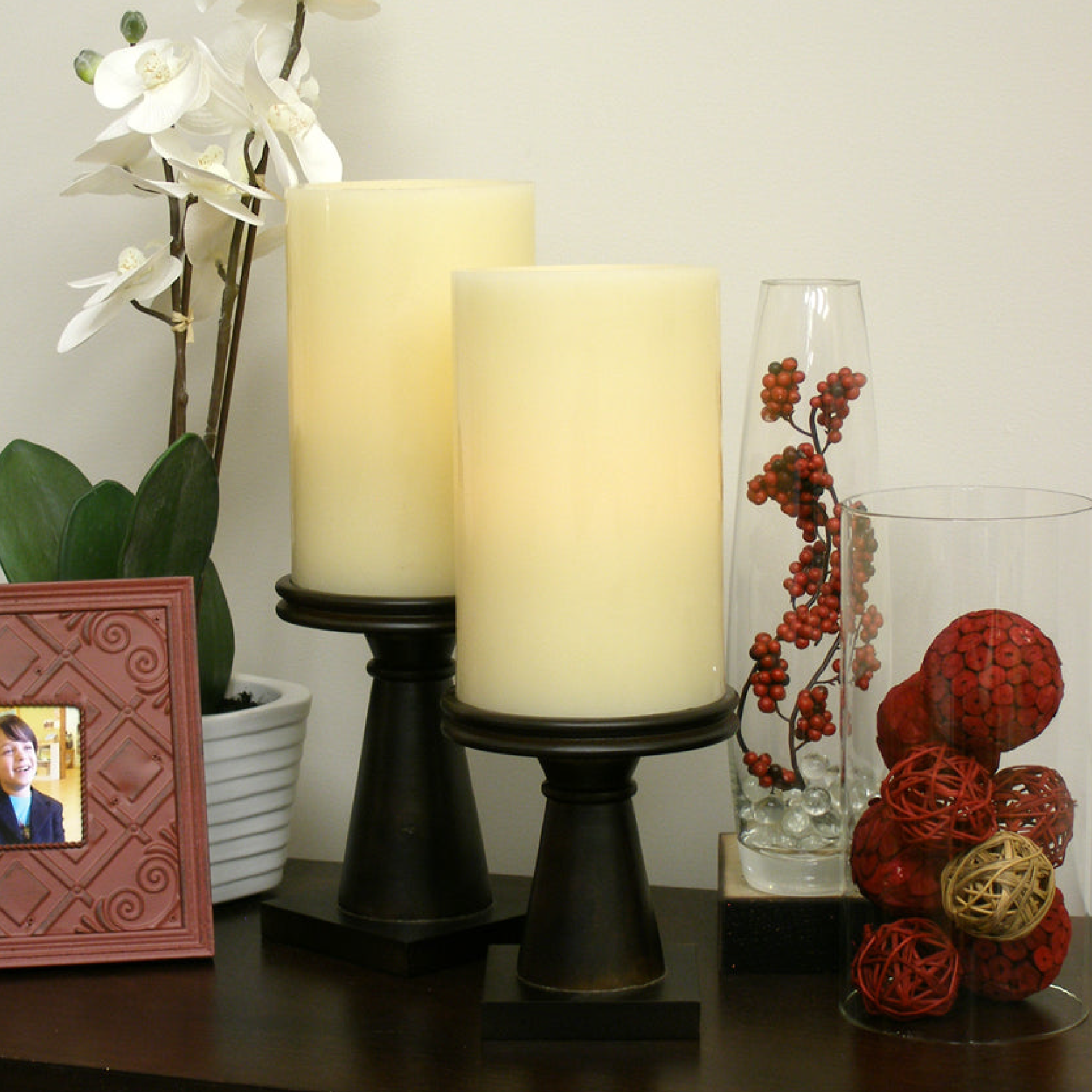 Pacific Accents Flameless 3 x 6 Flat Top Wax Pillar Candle