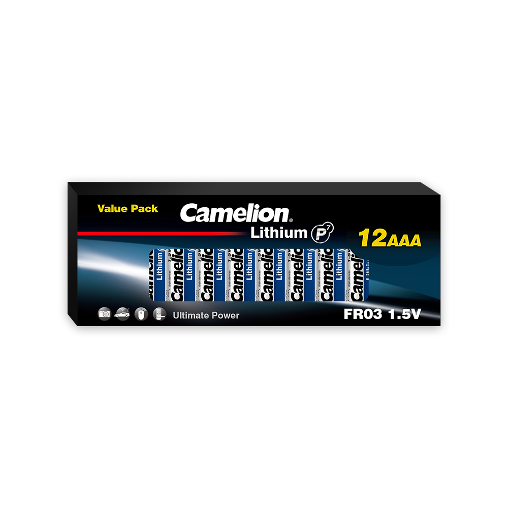 Camelion AAA P7 Lithium Primary 12pk Retail & Shipping Box - Non Rechargeable