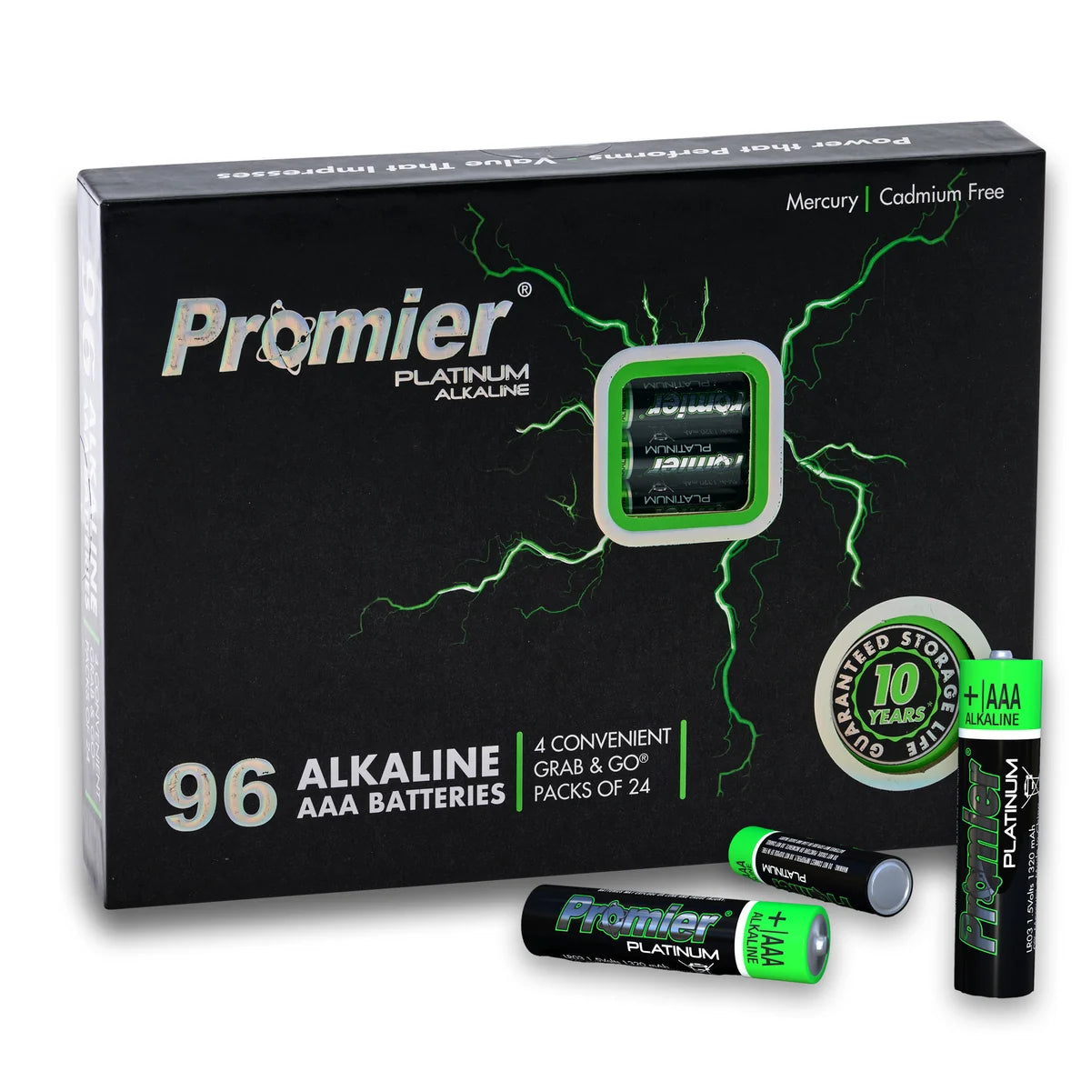 Promier AAA Platinum Alkaline Batteries Box 96Pk