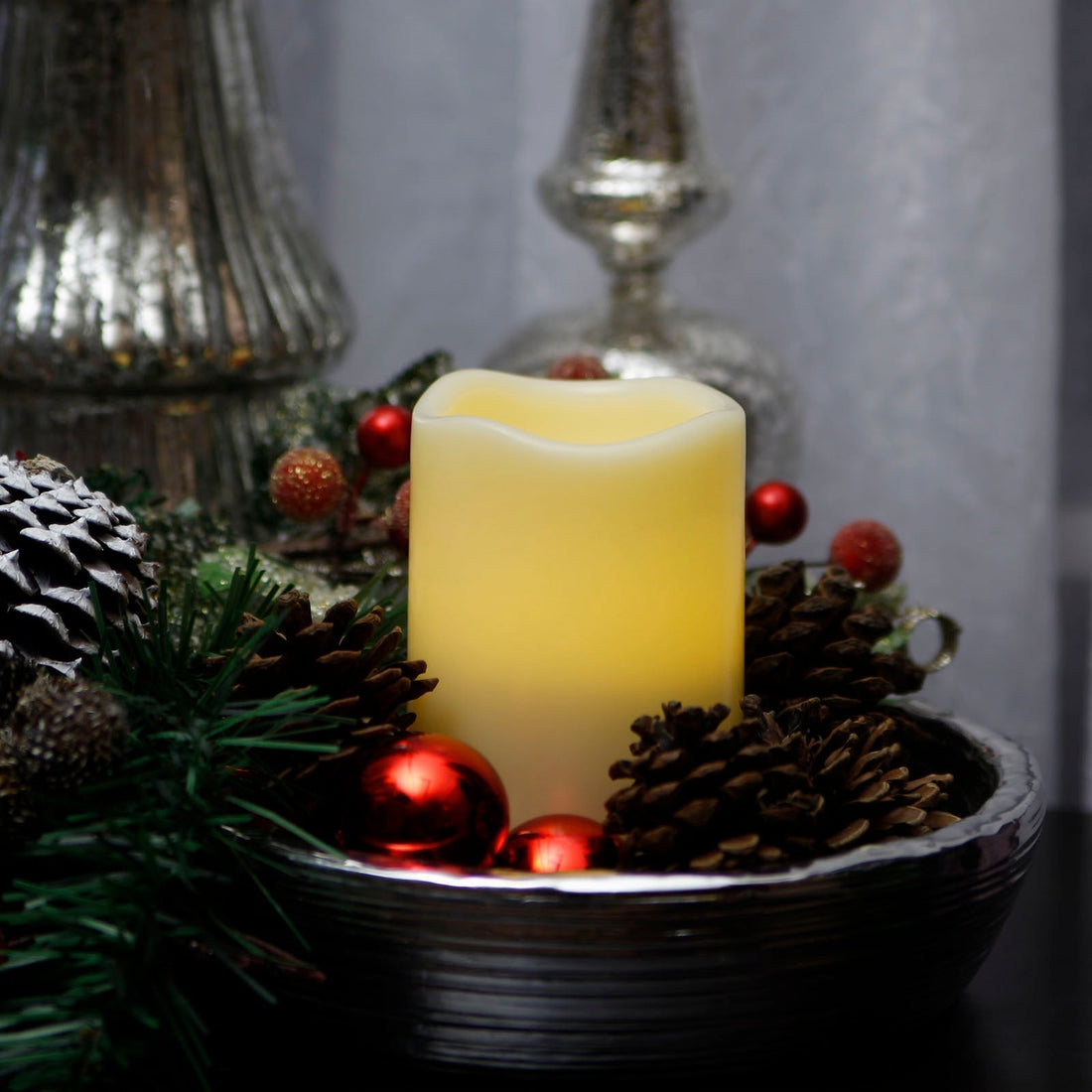 Pacific Accents Resin Flameless 3 x 4.75 Pillar Candle With Melted Top