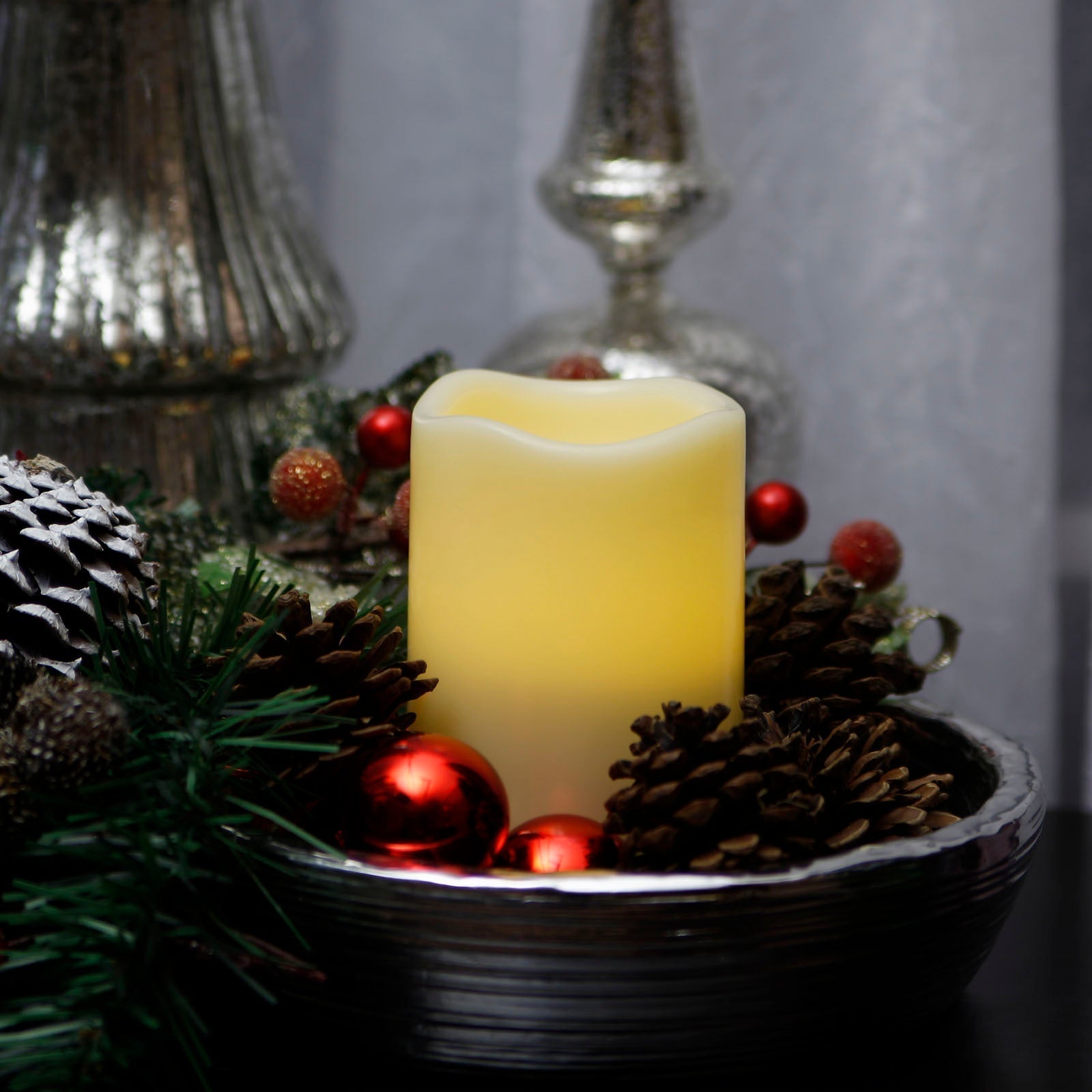 Pacific Accents Resin Flameless 3 x 4.75 Pillar Candle With Melted Top