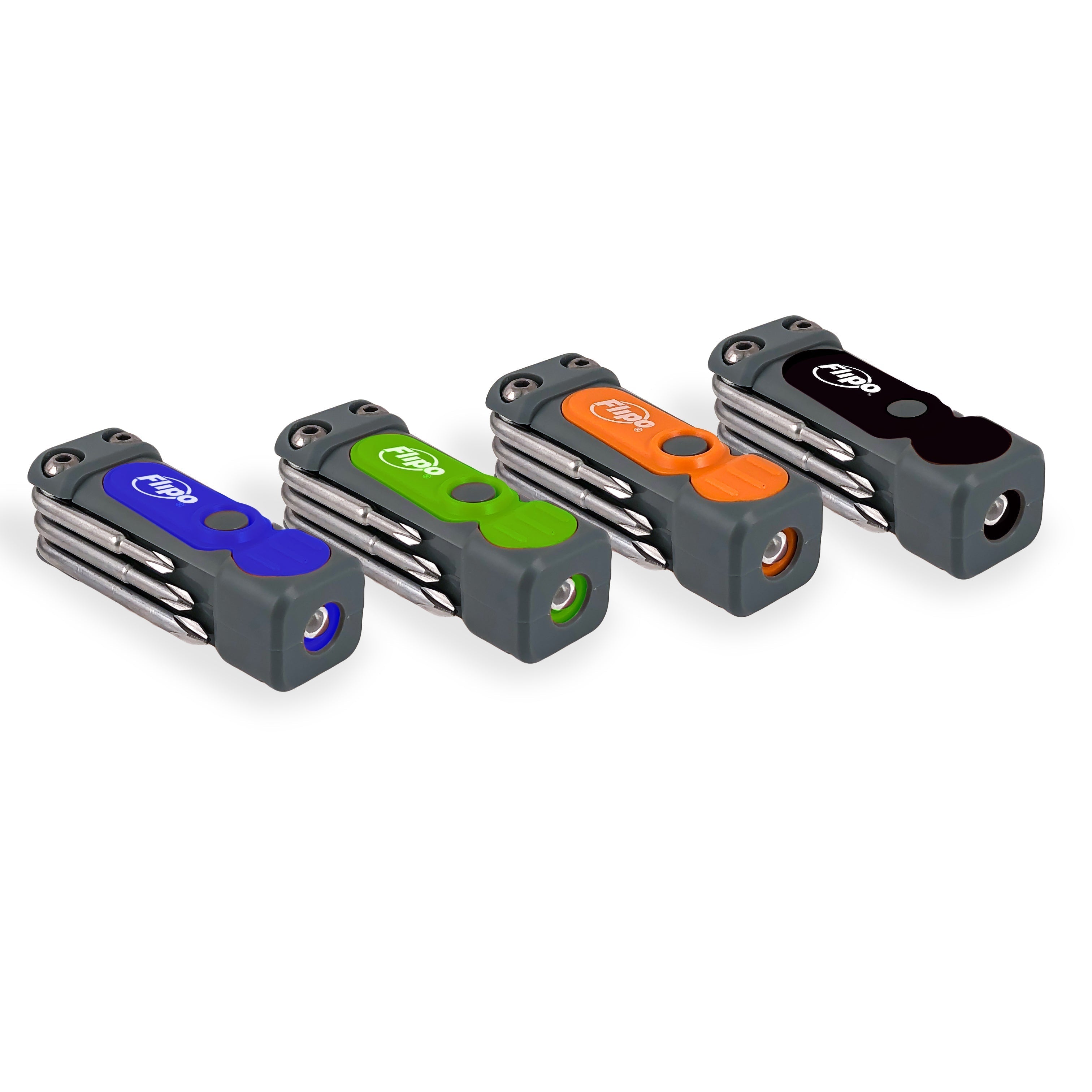Flipo 8-in-1 Pocket Tool Box with LED Flashlight and Task Light 12 PC Display