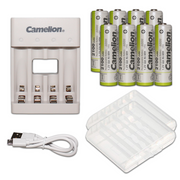 Camelion AA Always Ready Ni-Mh 1.2V Rechargeable Battery 8Pk + Charger Bundle