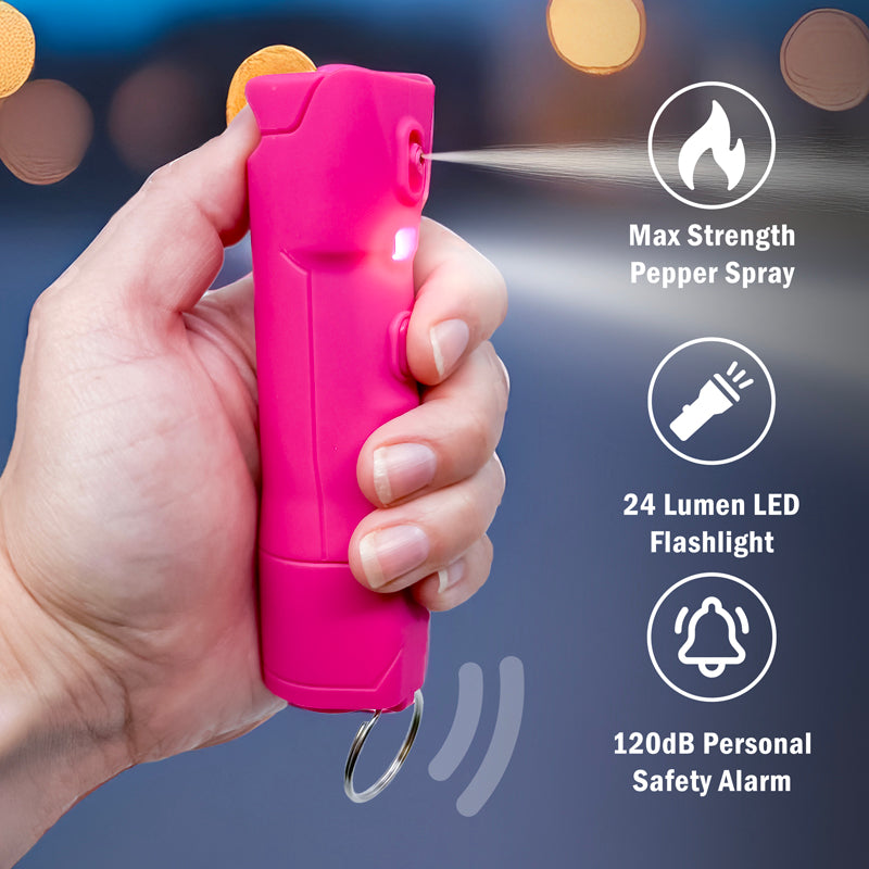 Flipo Defy 3-in-1 Pepper Spray With Alarm & Flashlight | Retail Blister