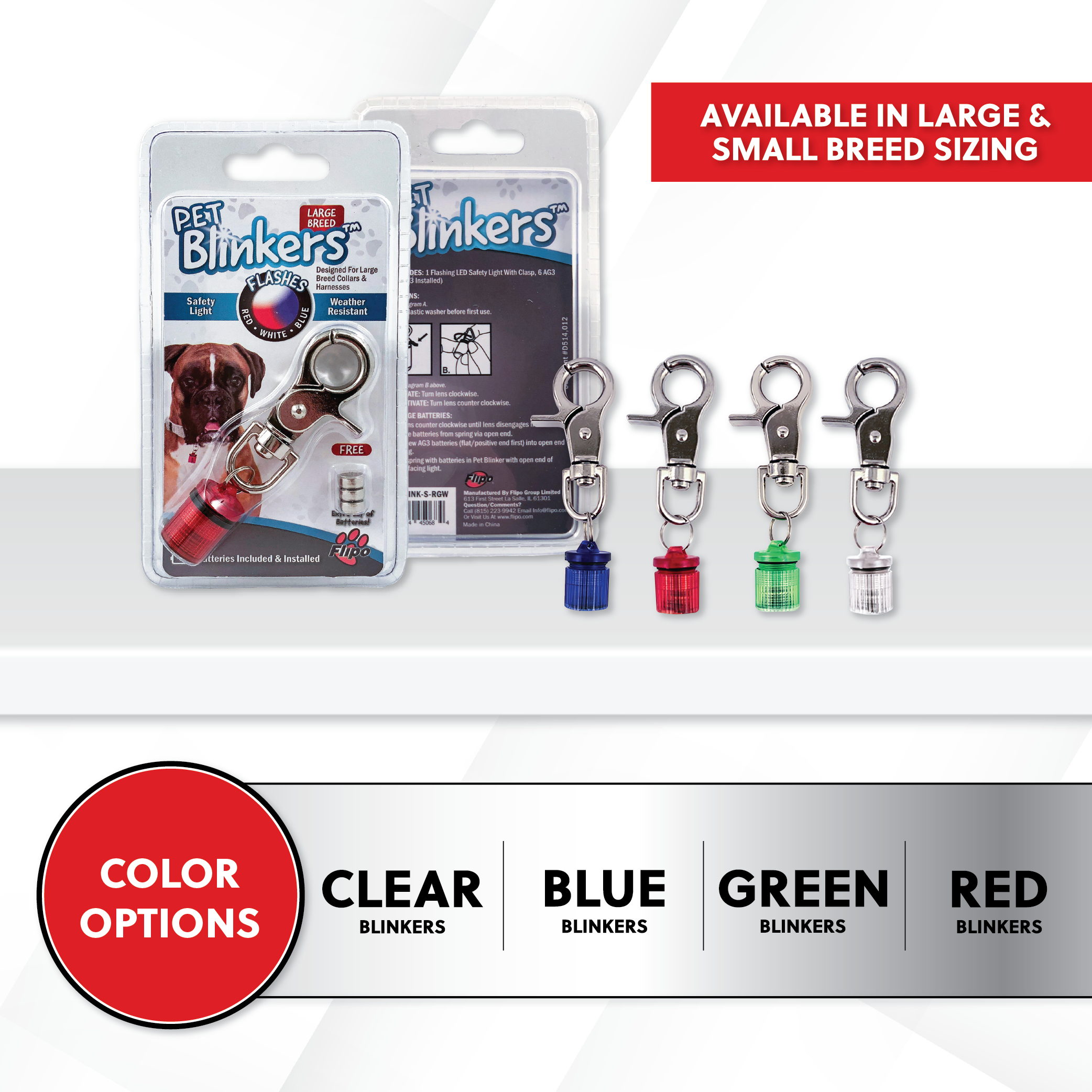 Flipo Pet Blinkers Flashing LED Pet Safety Light - NEW DESIGN!