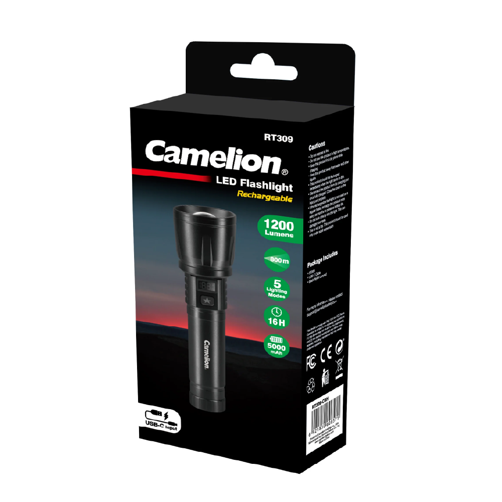 Camelion RT309 Rechargeable 1200lm Aluminum Flashlight