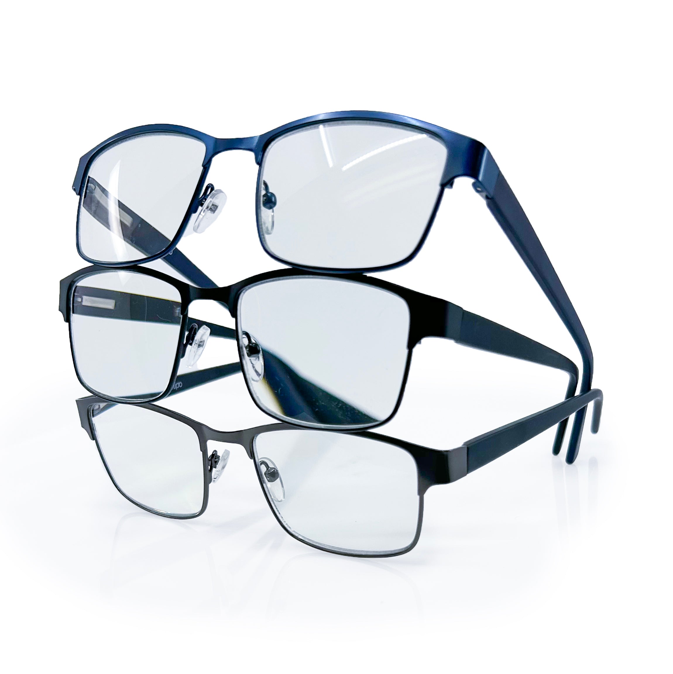 Flipo Eyewear's Blue Light Blocking Reading Glasses - Blister 3Pk (1 Silver, 1 Black, 1 Blue)