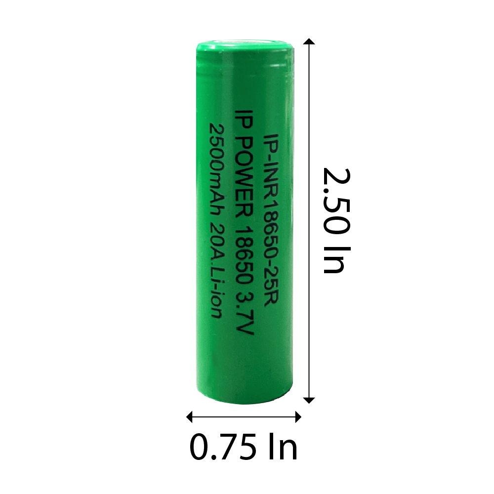 IP Power 18650 Li-Ion 2500mAh 3.7V 20A Rechargeable Battery Flat Top Bulk