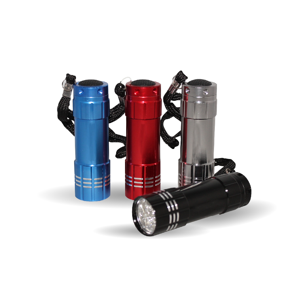 9 LED Super Bright Flashlight - Fishbowl Of 30 - Batteries Included