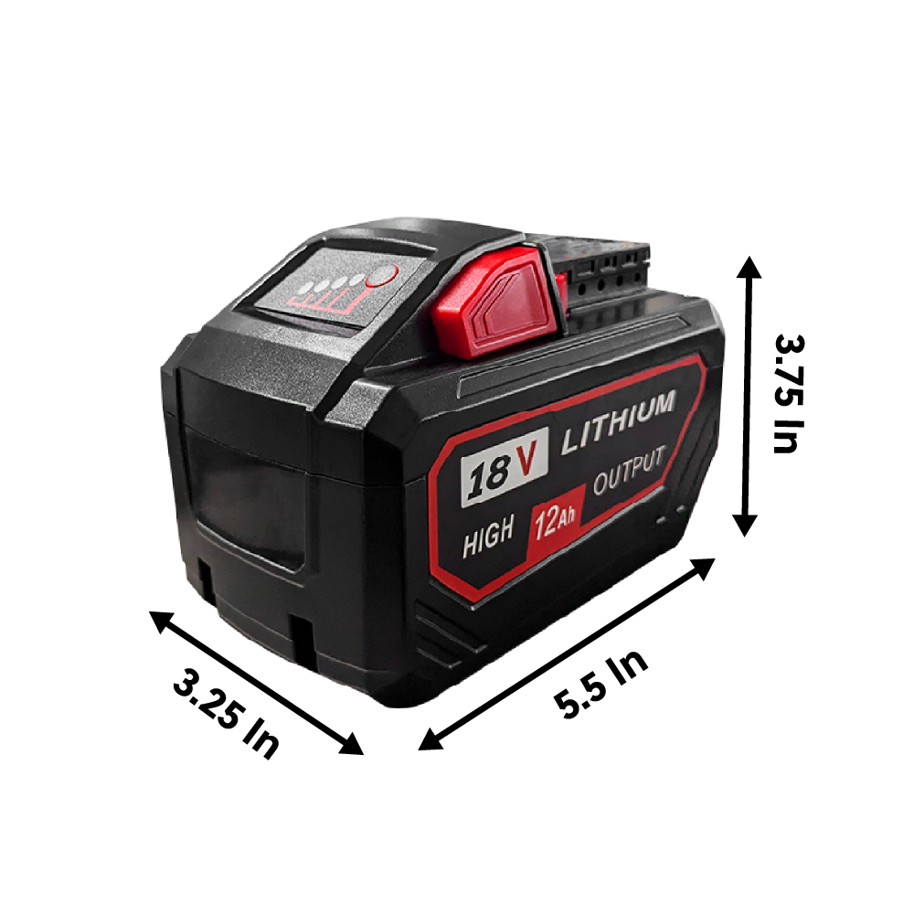 Replacement For Milwaukee 18V, M18-48-11-1852; IP Power 18V 12Ah Li-Ion Rechargeable Drill Pack Battery