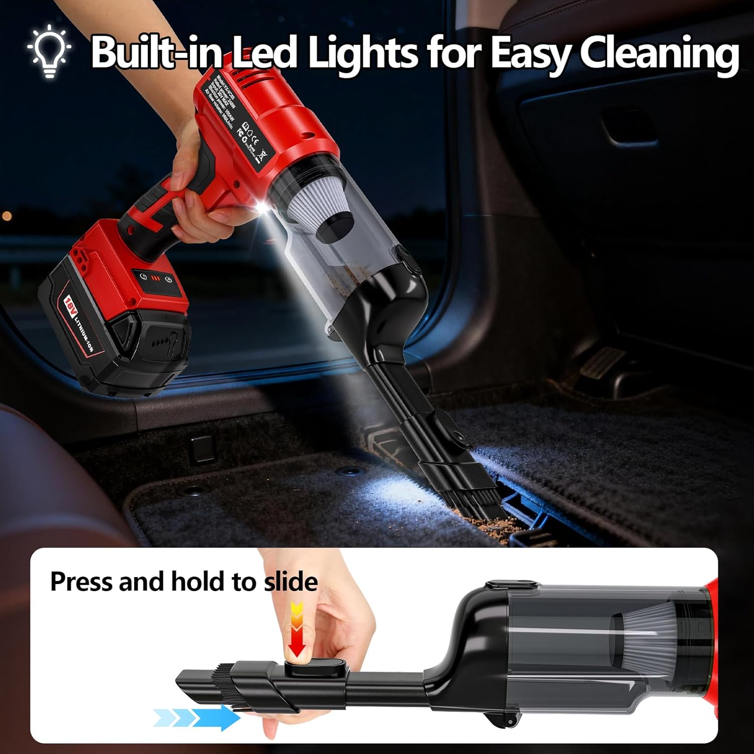 Portable Cordless Handheld Vacuum Cleaner - Battery Not Included - Compatible With Dewalt 20V Batteries