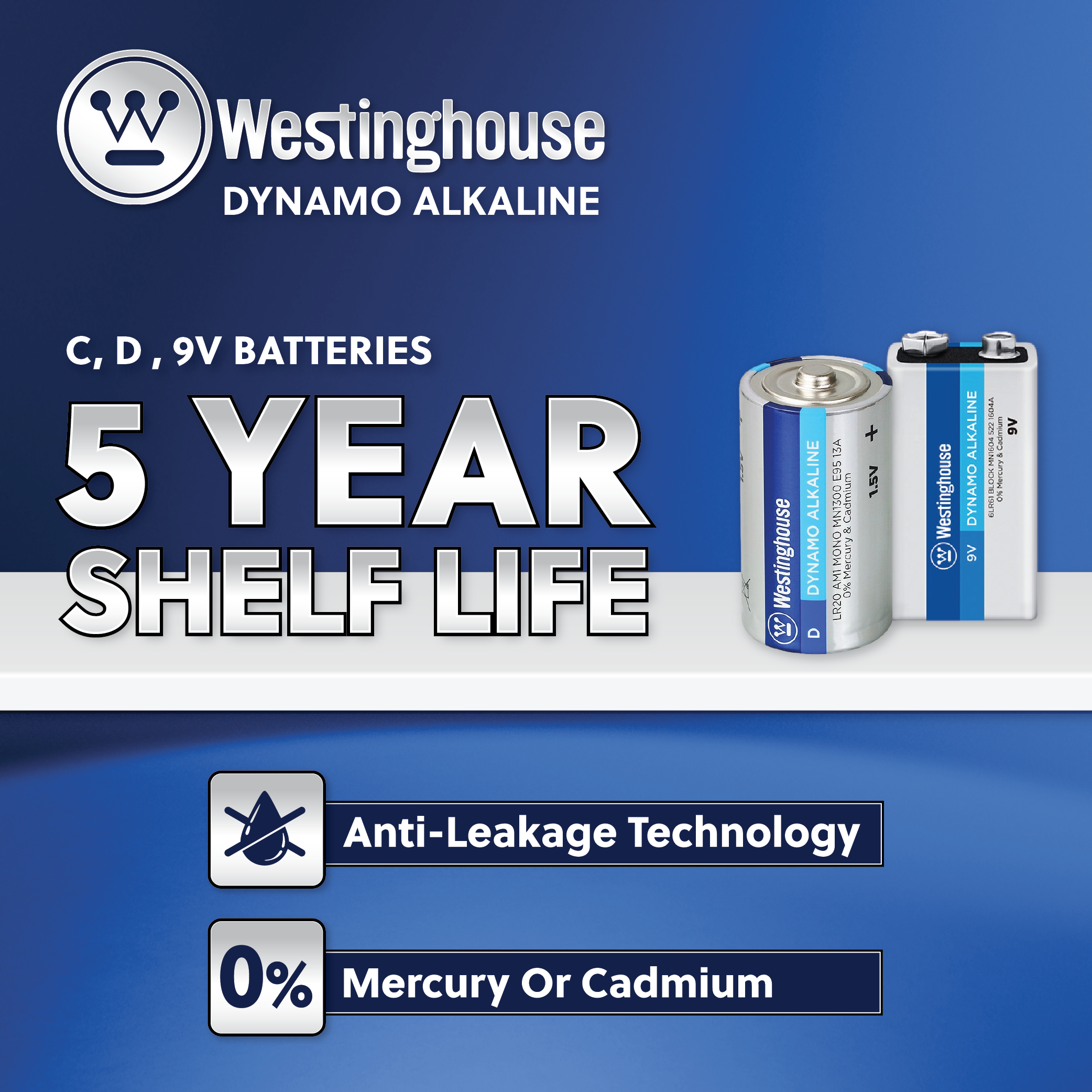 EXP 12/2025 - Westinghouse D Dynamo Alkaline Blister Pack of 2