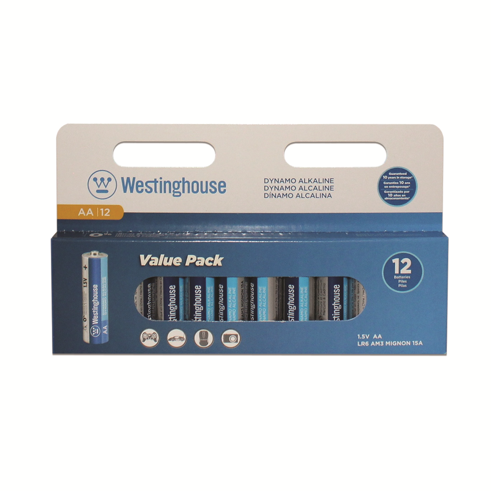 Westinghouse AA Dynamo Alkaline Hangable Cardboard Box of 12