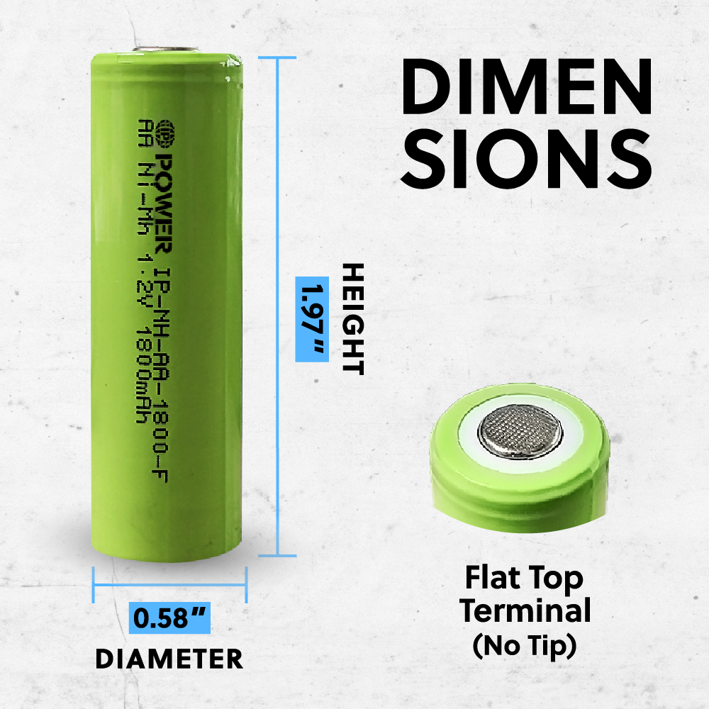 DROP SHIP: IP Power Ni-Mh AA 1800mAh Rechargeable Flat Top