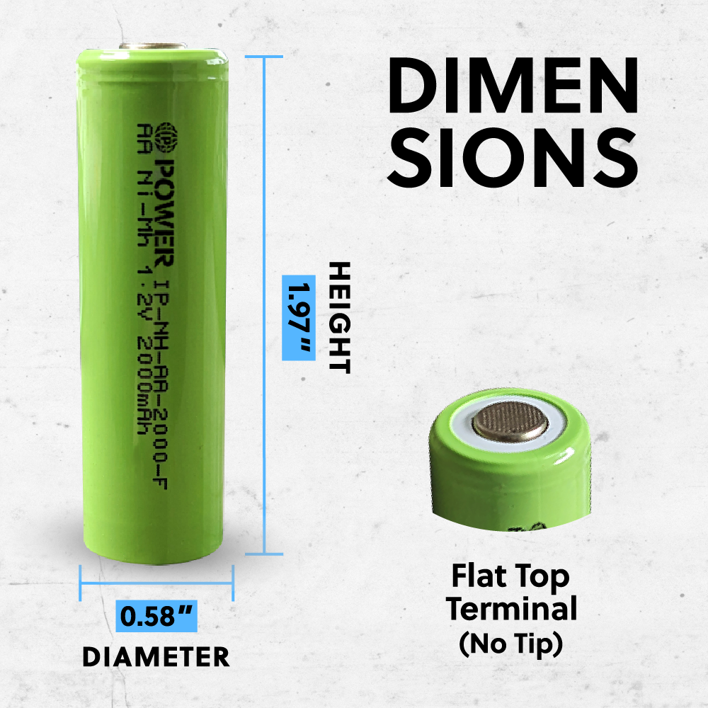IP Power AA Ni-Mh 1.2V 2000mAh Rechargeable Flat Top Battery Bulk