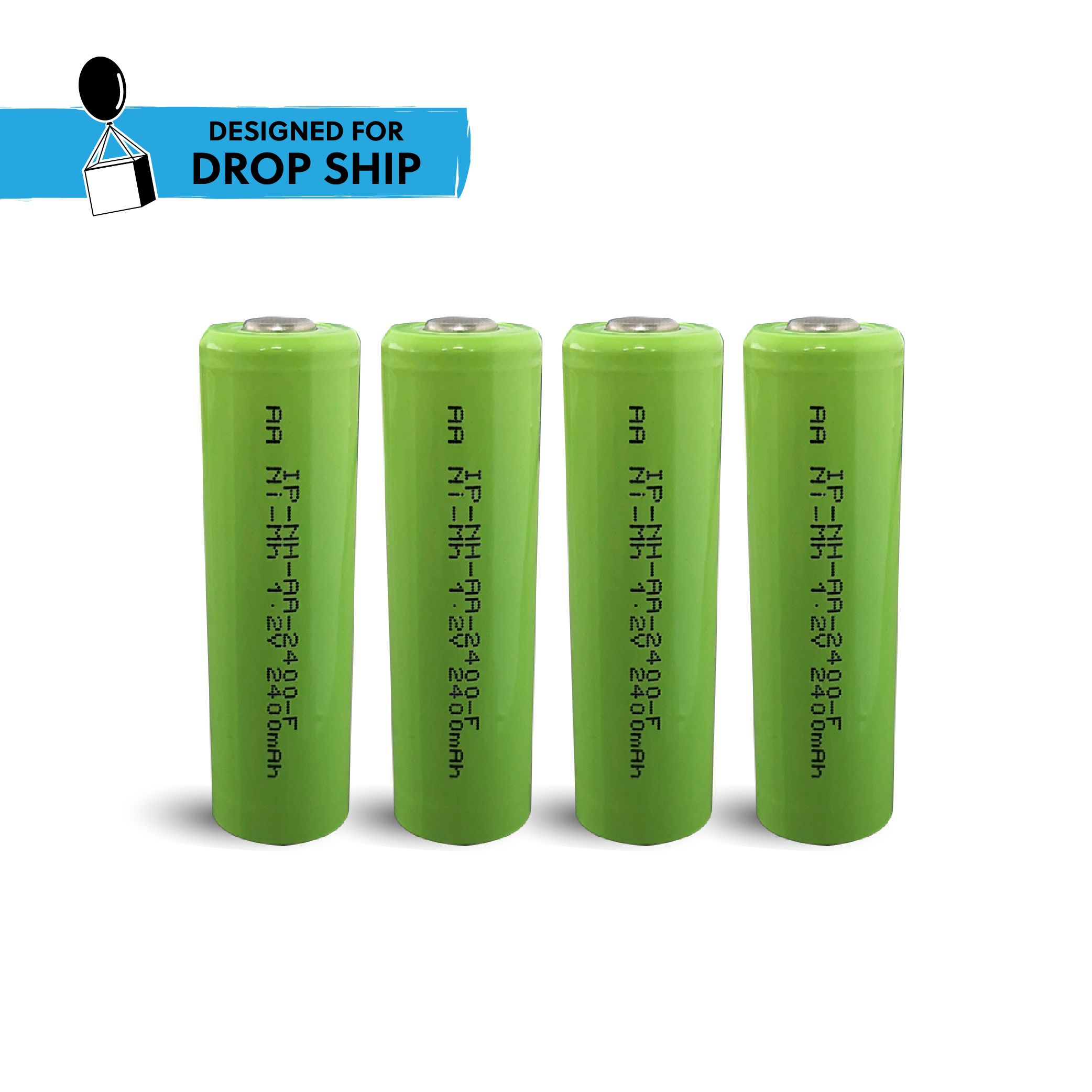 DROP SHIP: IP Power AA Ni-Mh 1.2V 2400mAh Rechargeable Flat Top Battery
