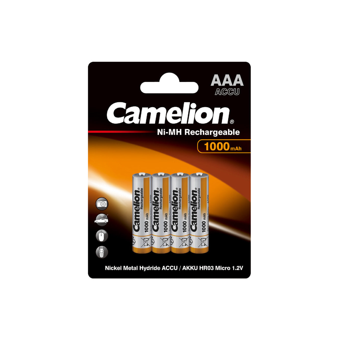Camelion AAA Ni-Mh  1000mAh Rechargeable Battery Blister 4Pk
