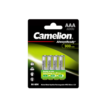 Camelion AAA Always Ready Ni-Mh 1.2V 900mAh Rechargeable Battery Blister 4Pk