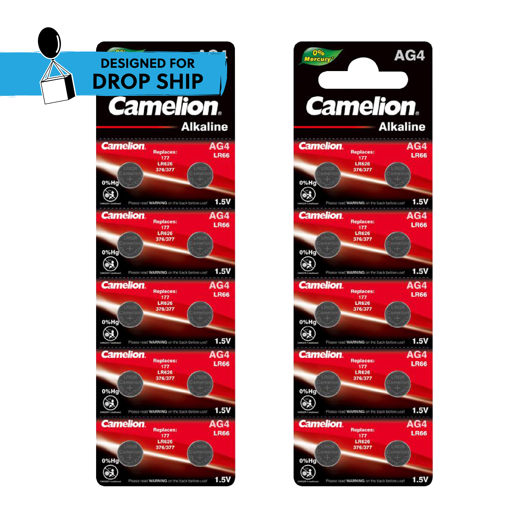 DROP SHIP: Camelion AG4 Alkaline Button Cell 20 Pack (2x 10Pc Packs)