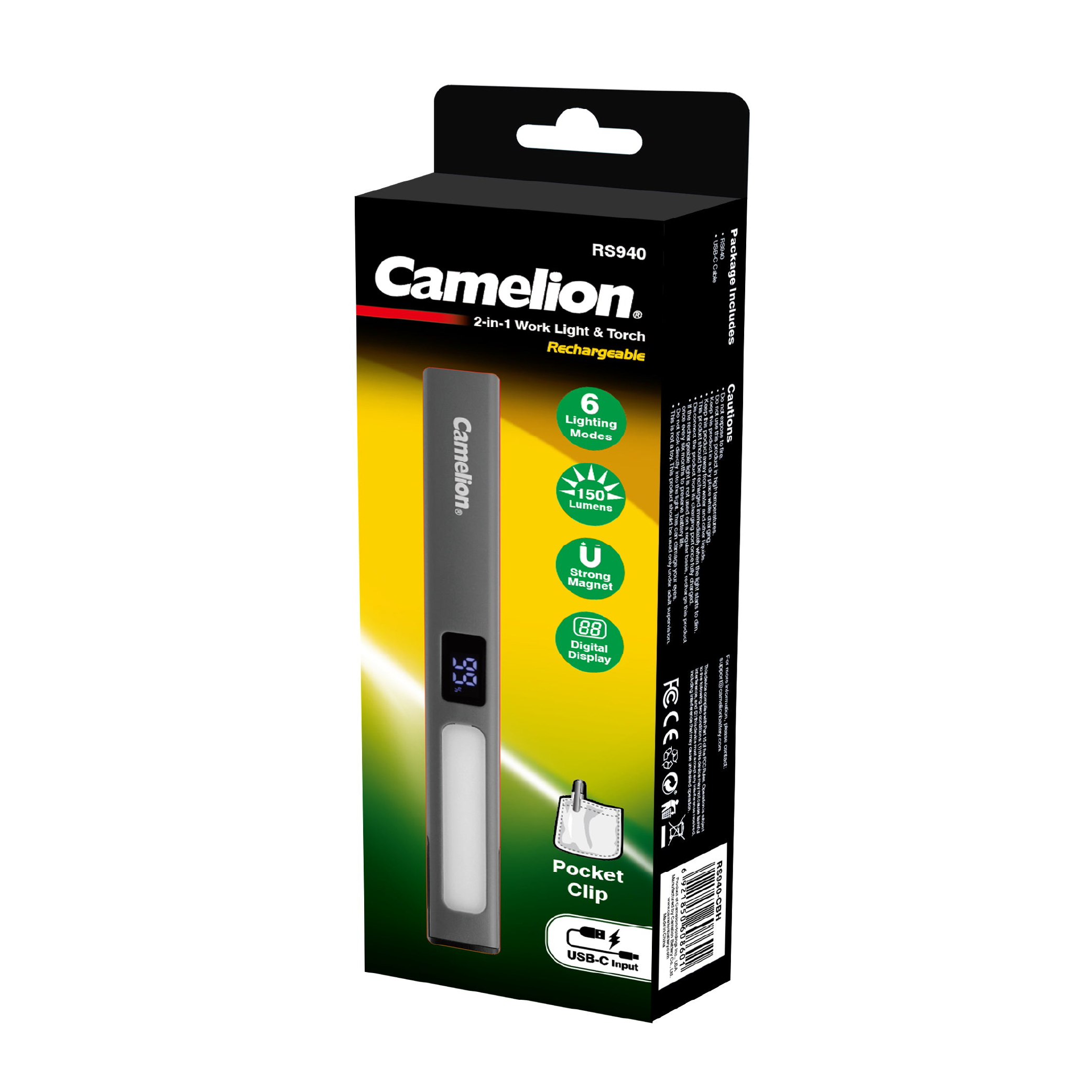 Camelion RS940 Rechargeable 2-in-1 Work Light & Torch