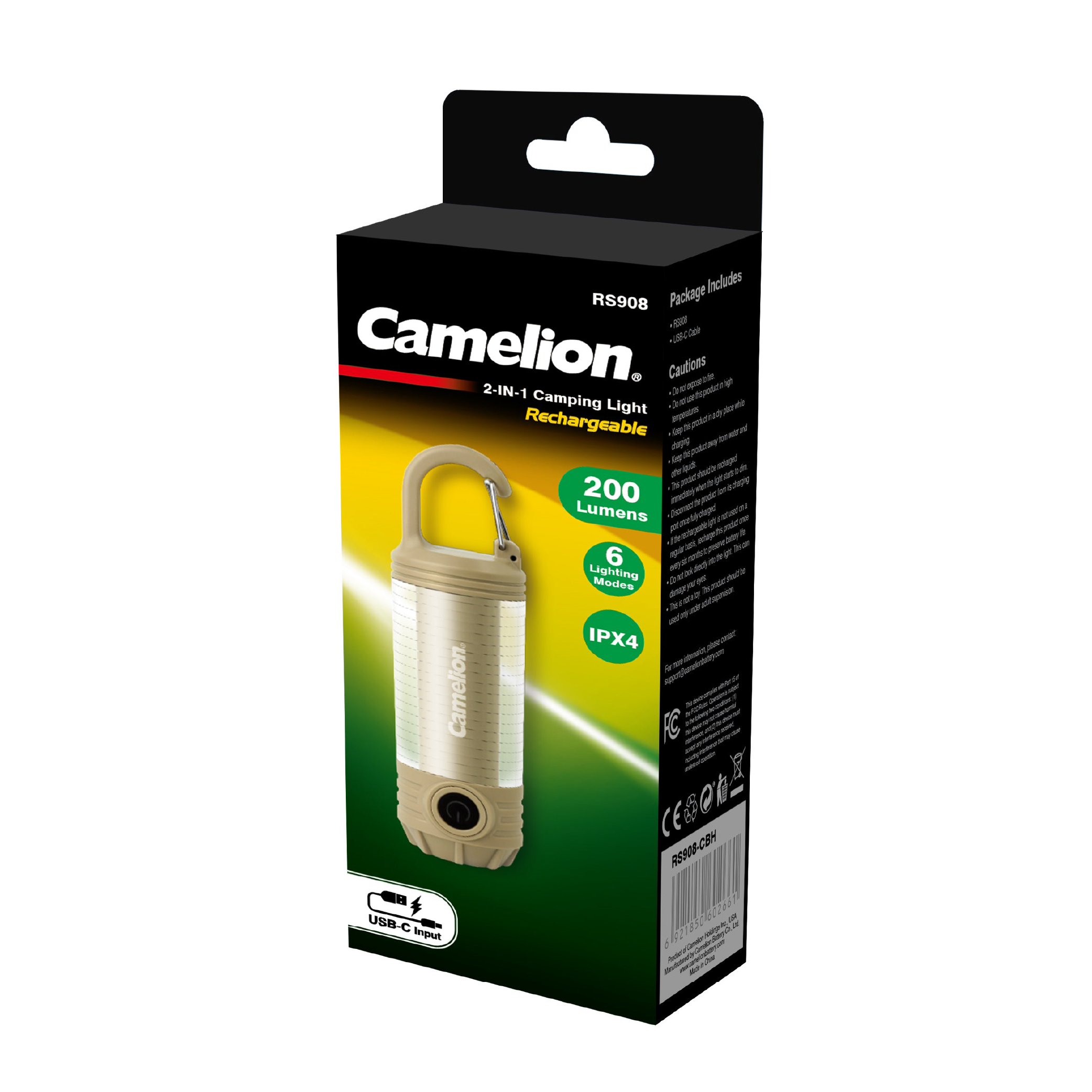 Camelion RS908 Rechargeable 2-In-1 Camping Light