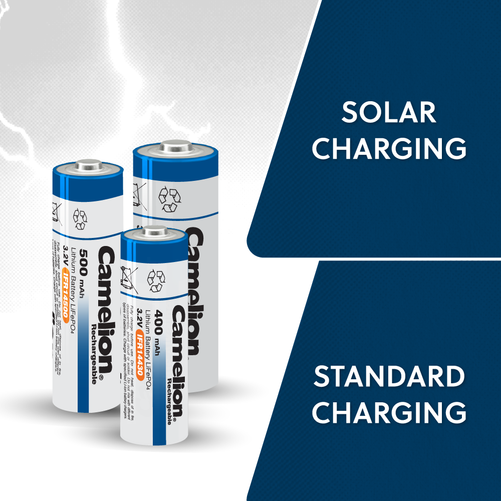 Camelion IFR14500 Lithium Iron Phosphate Rechargeable Battery 500mAh Blister 4Pk - For Solar Lights