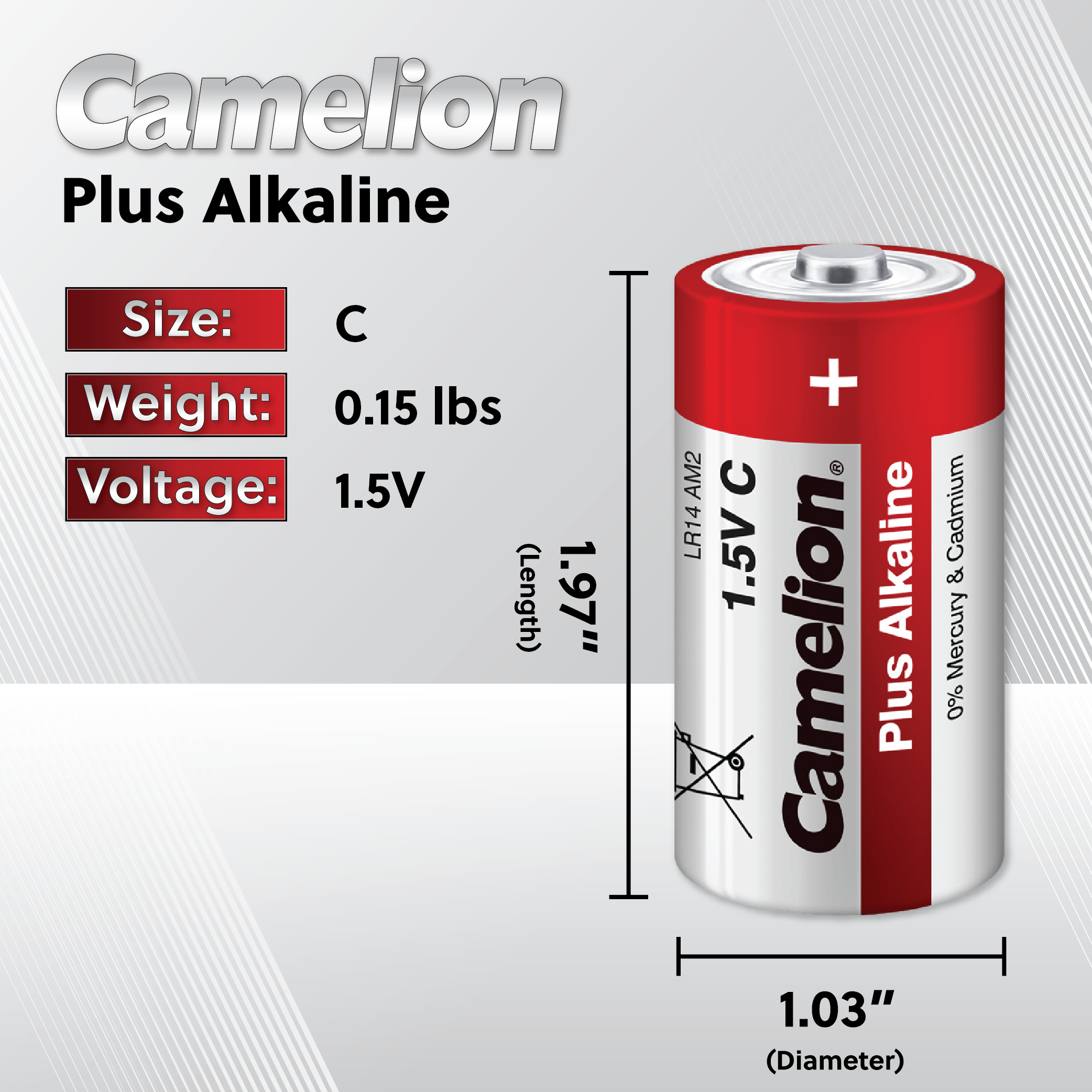 Camelion C Plus Alkaline Blister Pack of 2
