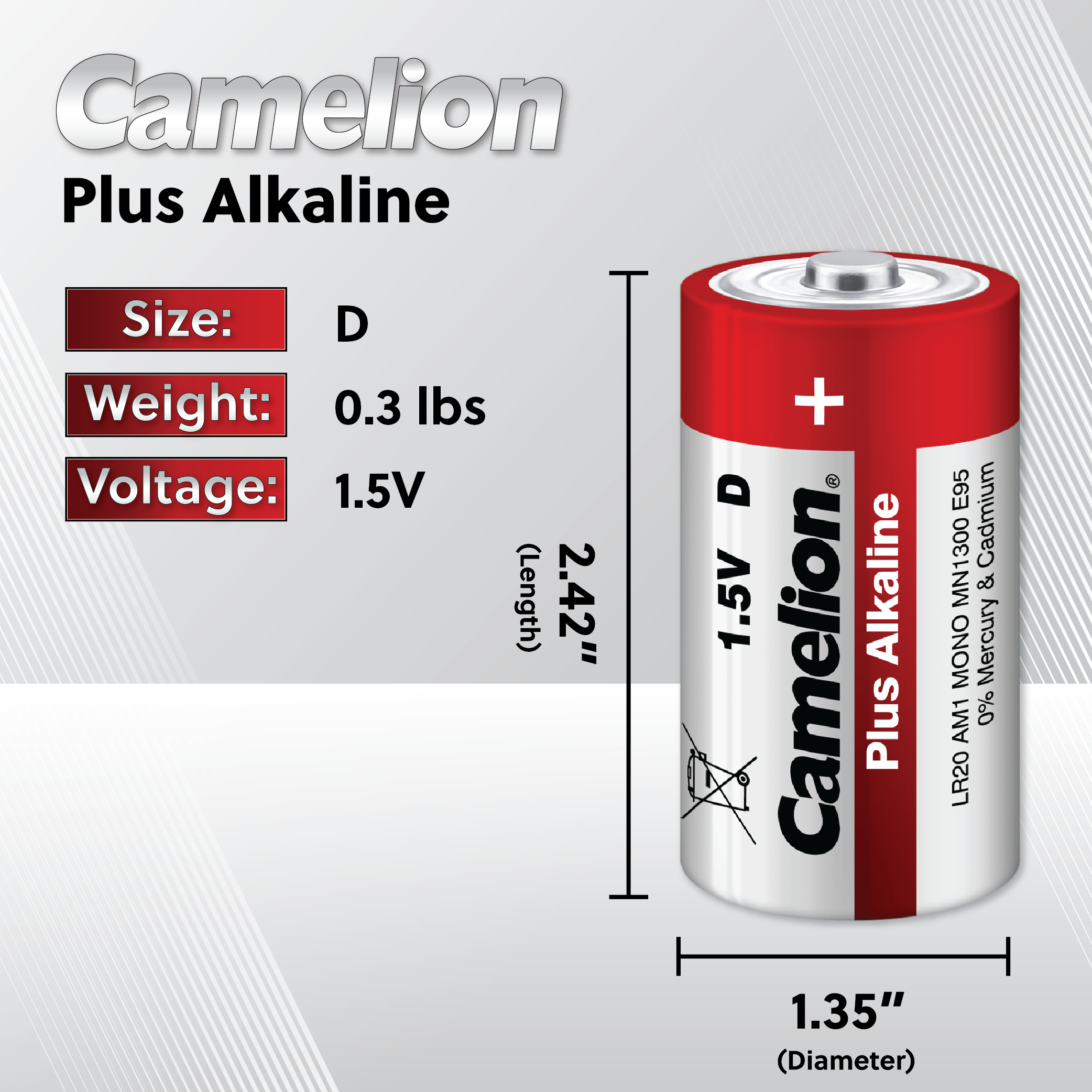 Camelion D Plus Alkaline Plastic Tub of 4