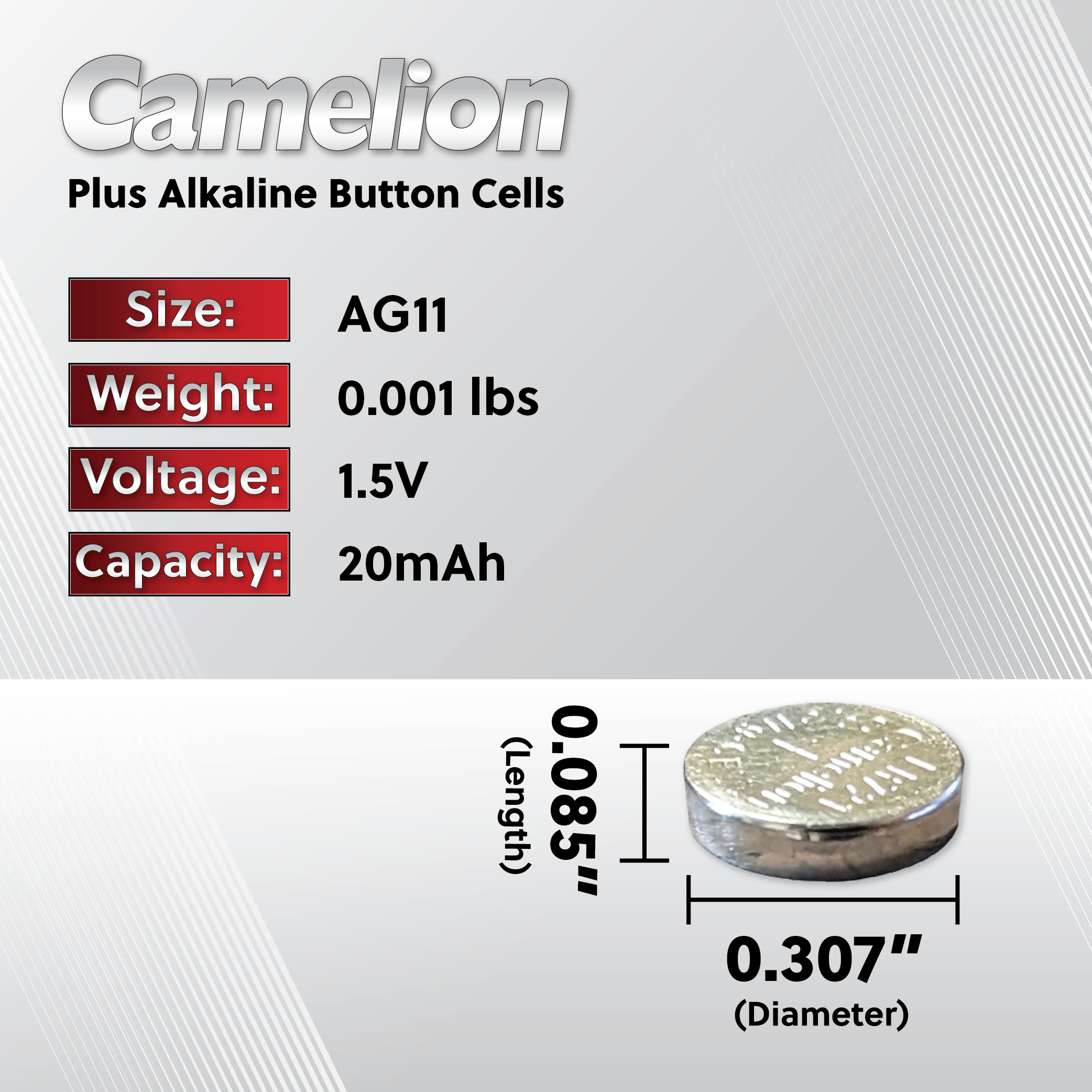 DROP SHIP: Camelion AG11 Alkaline Button Cell 20 Pack (2 x 10Pc Packs)