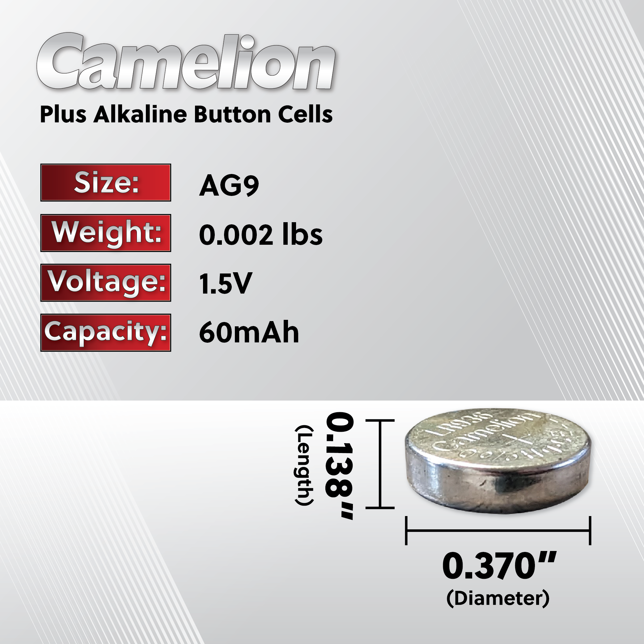 DROP SHIP: Camelion AG9 Alkaline Button Cell 20 Pack (2 x 10Pc Packs)