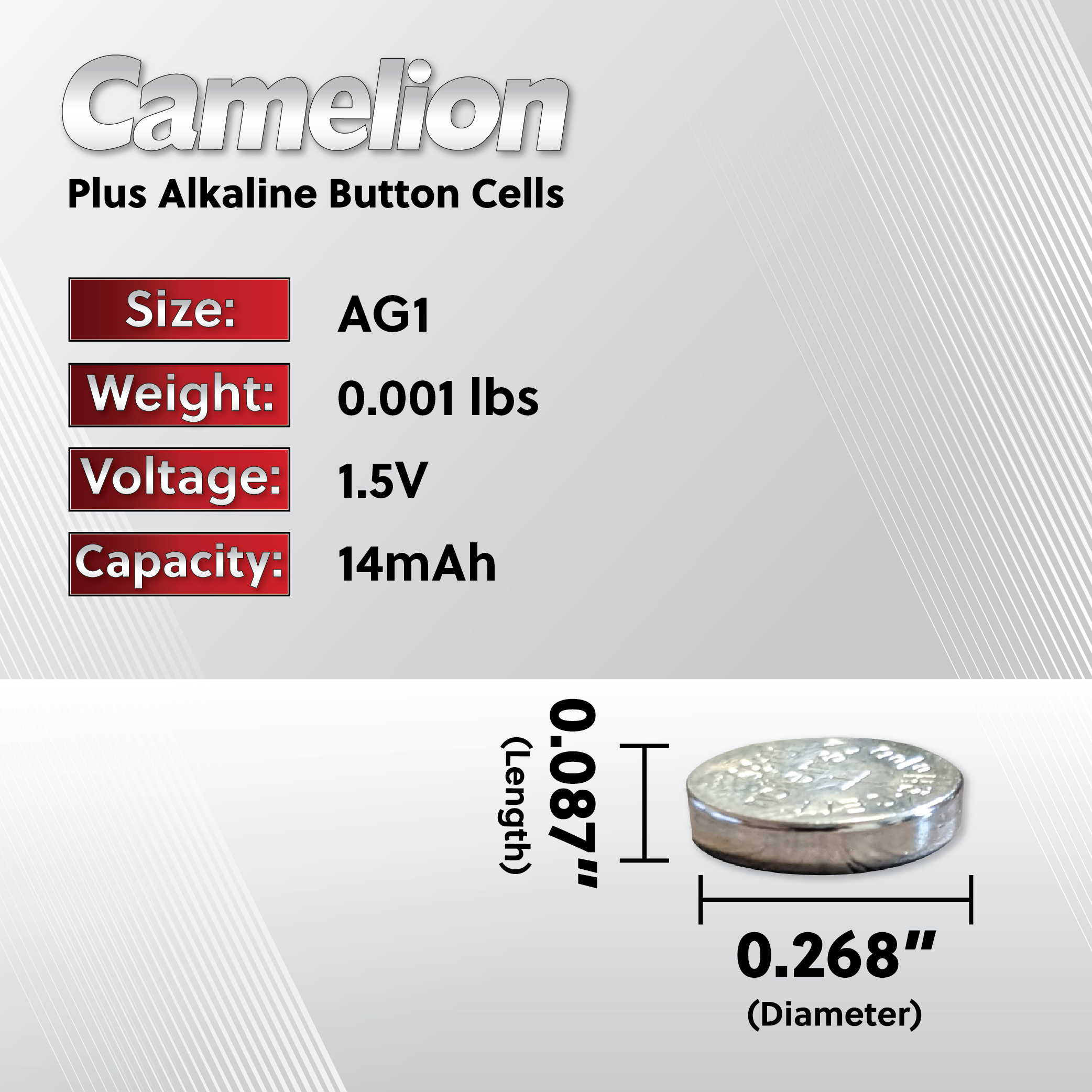 DROP SHIP: Camelion AG1 Alkaline Button Cell 20 Pack (2 x 10Pc Packs)